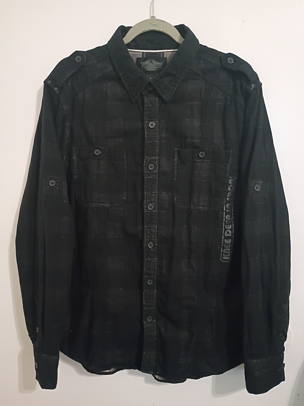Harley-Davidson Black Plaid Casual Button-Down Shirt Deep In Iron Sz XL